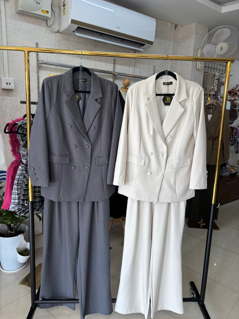 Hight Quality Double Breasted Blazer With Pant Sets